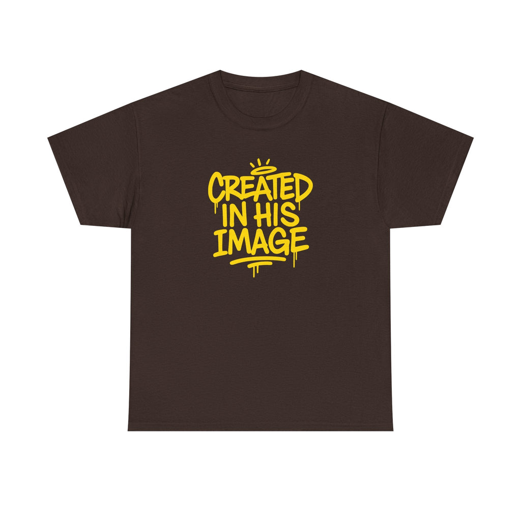 Wear Your Worship Created In His Image T-Shirt with Genesis 1:27 inspirational graphic, soft cotton apparel for men and women.