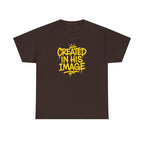 Wear Your Worship Created In His Image T-Shirt with Genesis 1:27 inspirational graphic, soft cotton apparel for men and women.