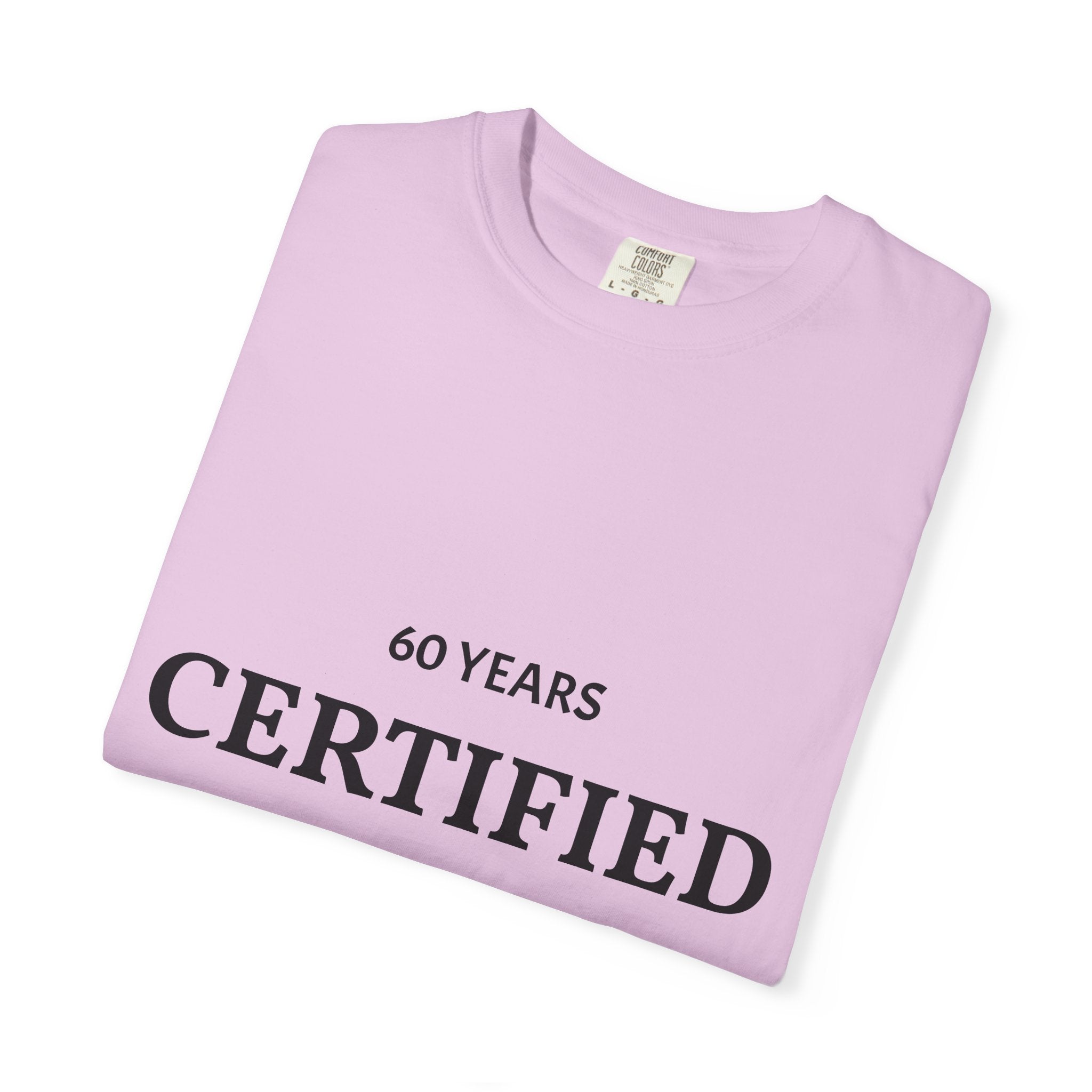 Certified Classic 60 Years T-Shirt by Printify featuring a vintage-inspired design on a casual cotton T-shirt.