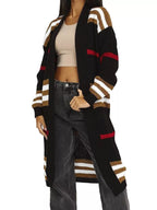 Striped longline open front cardigan by Simply Love, featuring a relaxed fit and soft fabric in a stylish striped pattern.