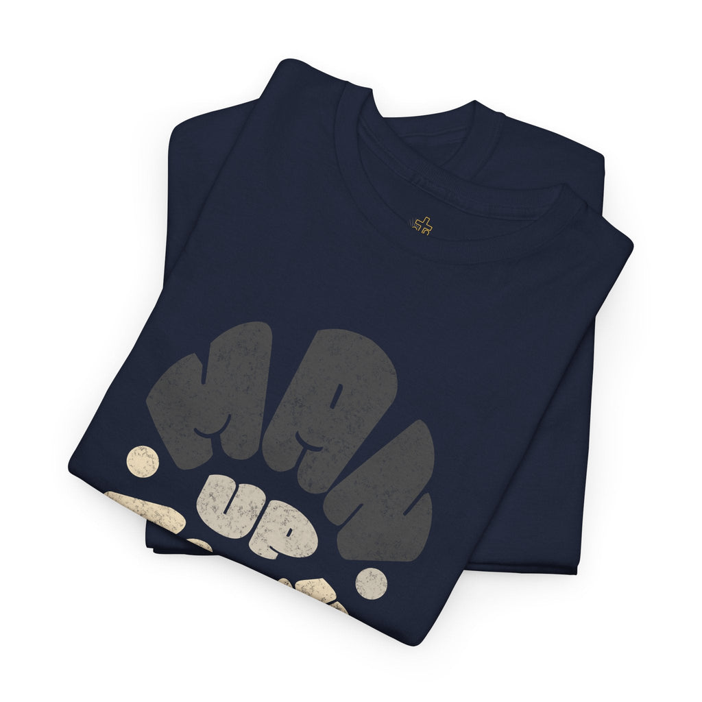 Black men's T-shirt from Wear Your Worship featuring Colossians 3:2 inspired faith streetwear design.