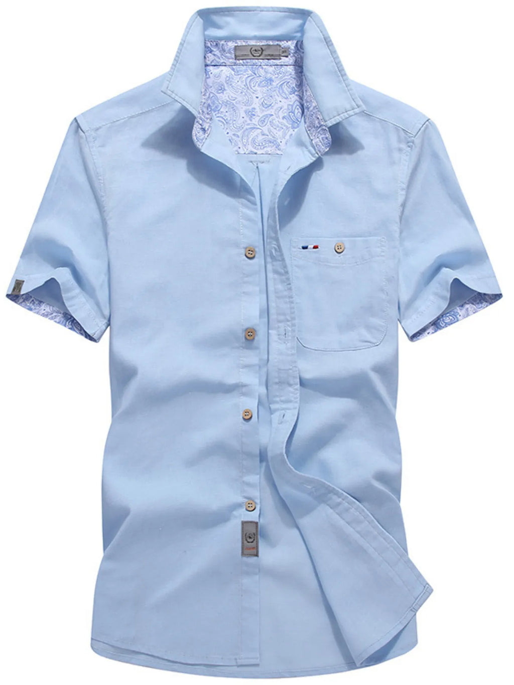 Men's full-size casual short-sleeve button-up shirt by Trendsi, featuring a comfortable fit and stylish design.