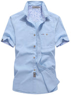 Men's full-size casual short-sleeve button-up shirt by Trendsi, featuring a comfortable fit and stylish design.