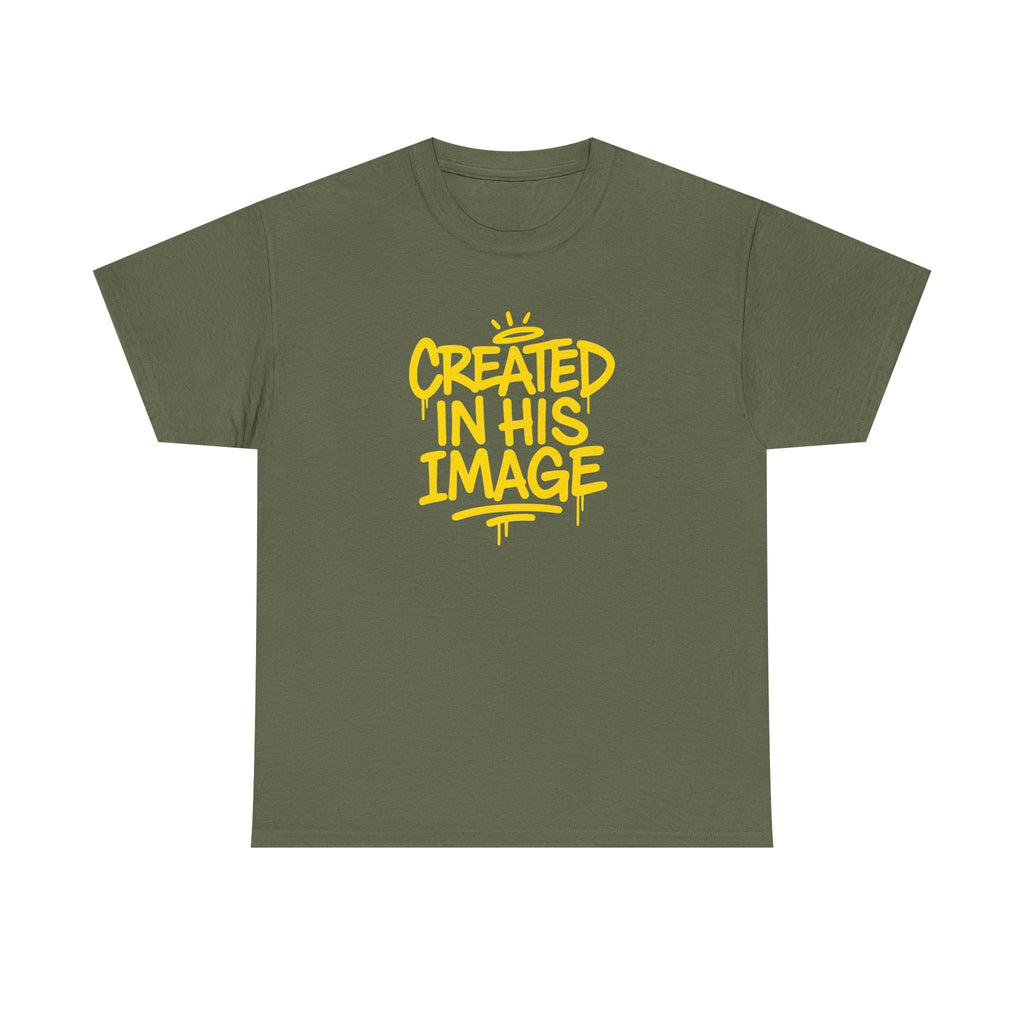 Wear Your Worship Created In His Image T-shirt with Genesis 1:27 inspirational graphic, casual apparel featuring biblical design.