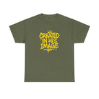 Wear Your Worship Created In His Image T-shirt with Genesis 1:27 inspirational graphic, casual apparel featuring biblical design.