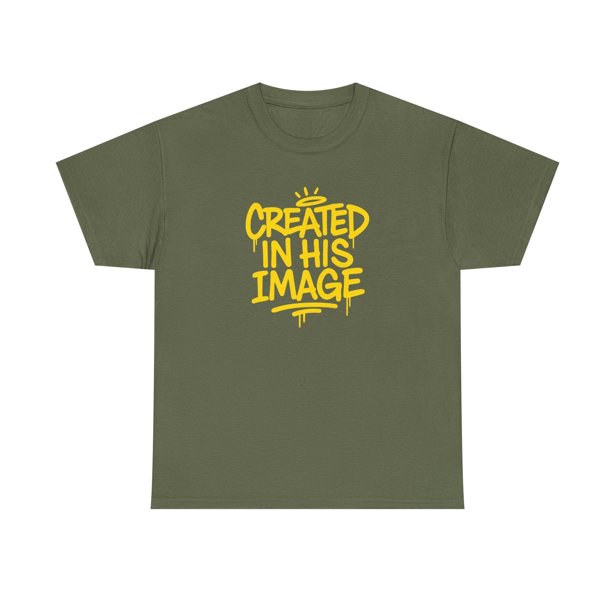 Wear Your Worship Created In His Image T-shirt with Genesis 1:27 inspirational graphic, casual apparel featuring biblical design.