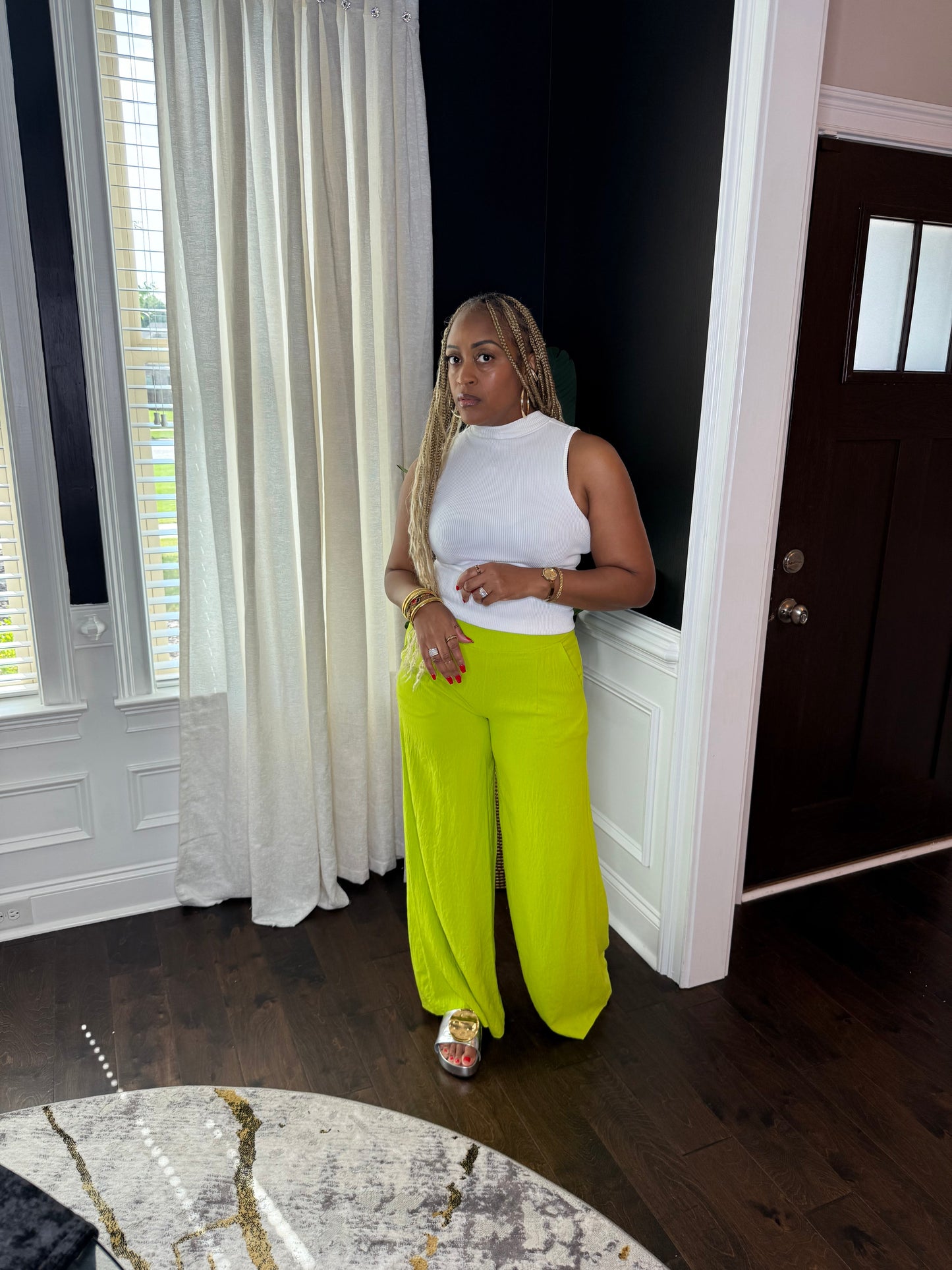 Lime Wide Leg Pants The Bella Noire Store
