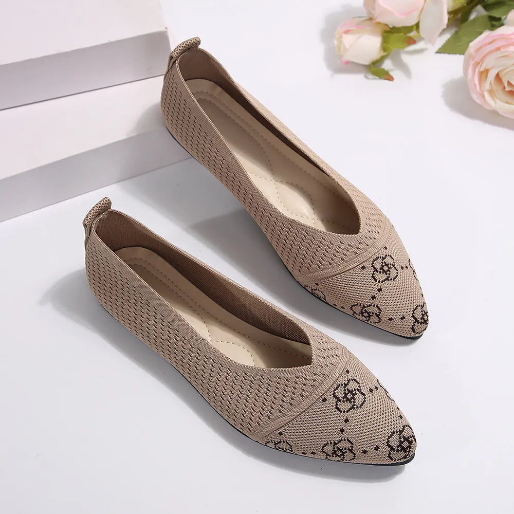 Point toe mesh flat slip-ons from Trendsi, stylish and comfortable footwear with a sleek design, perfect for casual or dressy outfits.