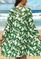Women's 3-piece long sleeve swimsuit set by FitiqueFit, featuring a top, bottoms, and cover-up in bright, stylish swimwear fabric.