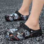 Men's printed platform sandals from Plush Fashion Hub featuring colorful straps and chunky soles for a stylish summer look.