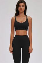 Fitglutes Activewear Kinetic Cross Back Sports Bra and leggings set, stylish workout clothes for gym and fitness activities.