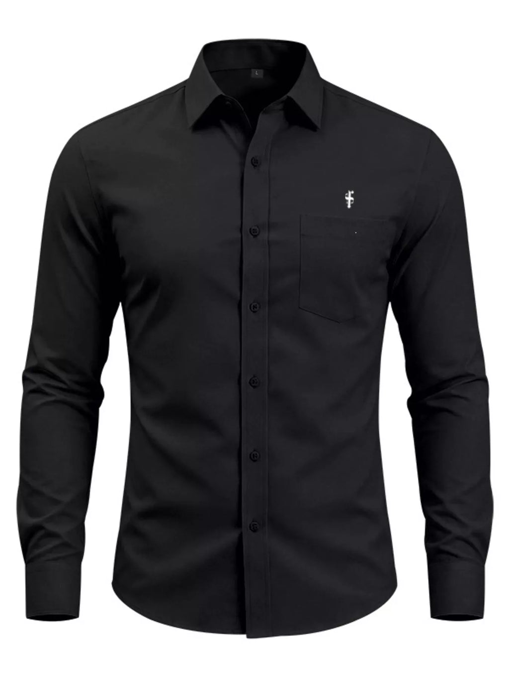Men's slim fit button-up shirt in plus size by Trendsi, showcasing a full-length view of the stylish men's shirt.