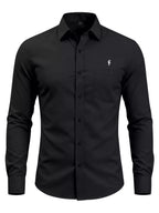 Men's slim fit button-up shirt in plus size by Trendsi, showcasing a full-length view of the stylish men's shirt.