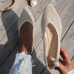 Women's pointed toe Flyknit slip-on loafers by Plush Fashion Hub featuring flat casual footwear with a sleek, comfortable design.