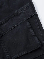 Men's wide leg denim jeans by Plush Fashion Shop, showing the relaxed fit and classic blue denim fabric.