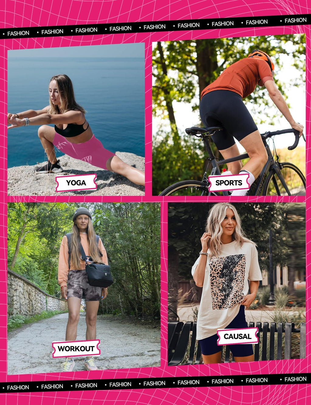 Three-pack of high-waisted biker yoga shorts from FitiqueFit, featuring stretch fabric and a snug fit for activewear workouts.