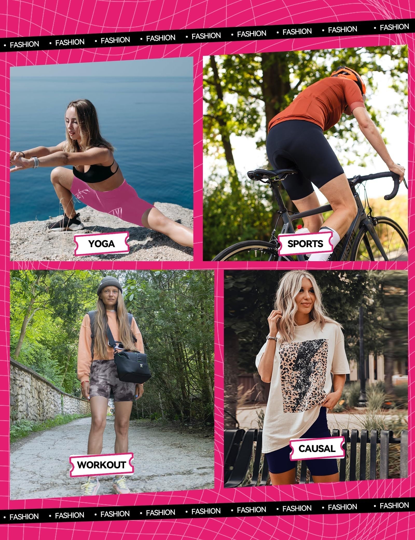 Three-pack of high-waisted biker yoga shorts from FitiqueFit, featuring stretch fabric and a snug fit for activewear workouts.