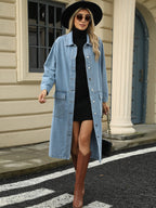 VYSN denim jacket with pocketed button-down design, collared neck, and long sleeves, casual fashion outerwear.