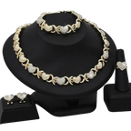 18K gold heart-shaped pendant necklace and matching earrings set from Plush Fashion Hub, elegant women's jewelry gift set.