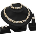 18K gold heart-shaped pendant necklace and matching earrings jewelry set for women, elegant gift from Plush Fashion Hub.