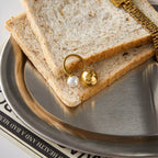 18K Gold-Plated Orb & Pearl Open Ring - Plush Fashion Hub