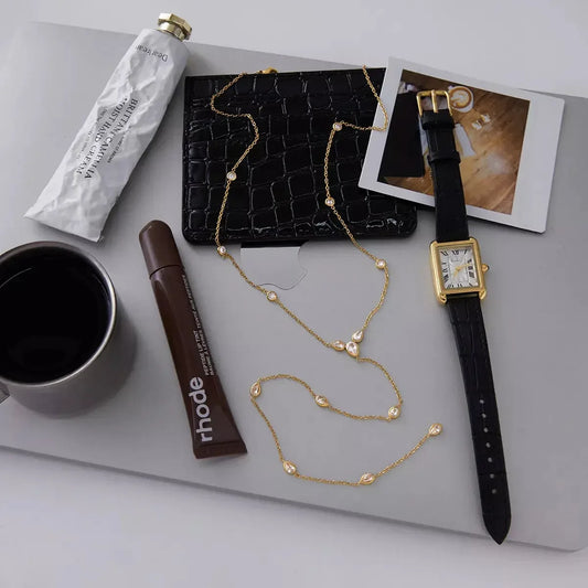 18K Gold-Plated Zircon Chain Necklace - Plush Fashion Hub