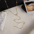 18K gold-plated zircon chain necklace by Plush Fashion Hub, featuring a delicate dainty design with sparkling zircon stones.