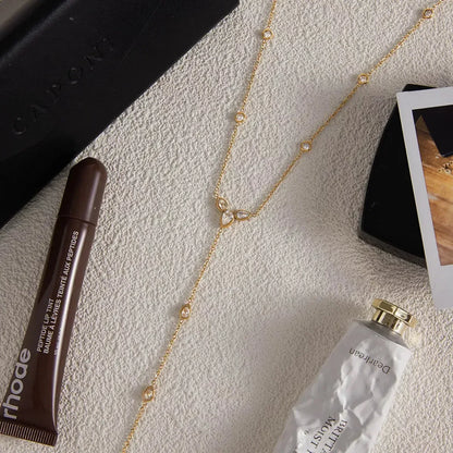 18K Gold-Plated Zircon Chain Necklace - Plush Fashion Hub