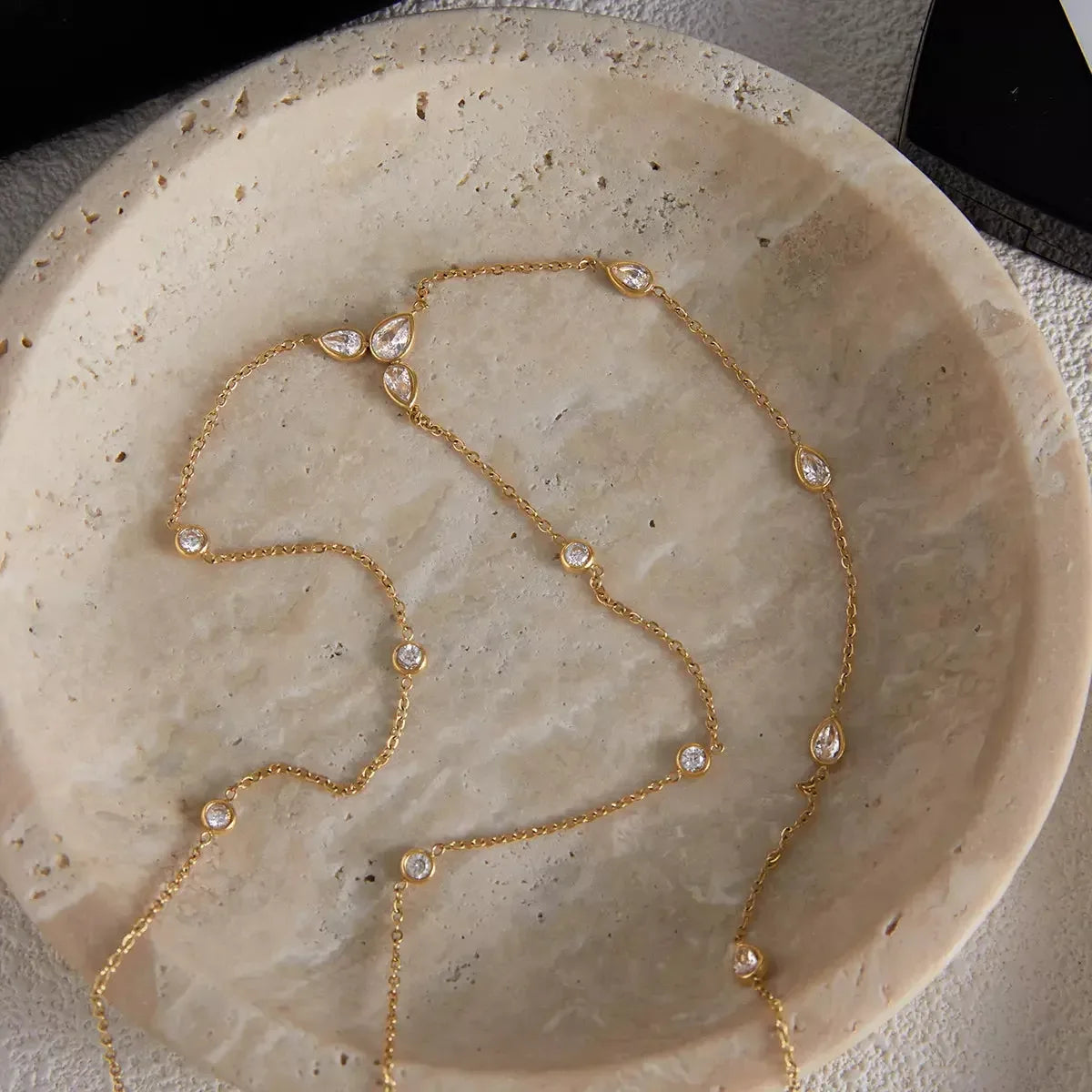 18K Gold-Plated Zircon Chain Necklace - Plush Fashion Hub