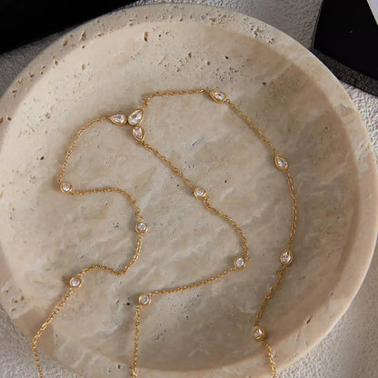 18K Gold-Plated Zircon Chain Necklace - Plush Fashion Hub