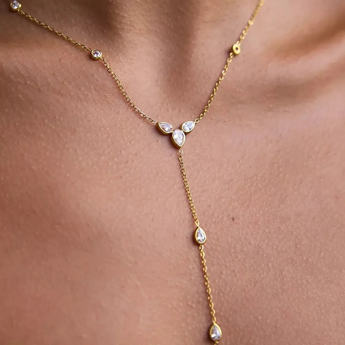 18K Gold-Plated Zircon Chain Necklace - Plush Fashion Hub