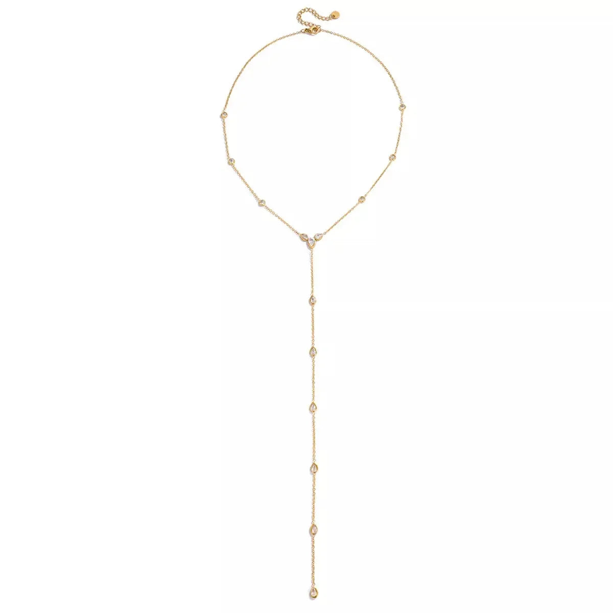 18K Gold-Plated Zircon Chain Necklace - Plush Fashion Hub