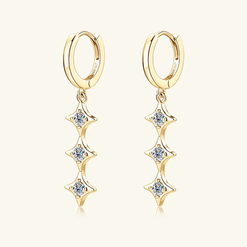 Sterling silver geometric moissanite earrings featuring modern design, from Plush Fashion Hub, on a plain background.