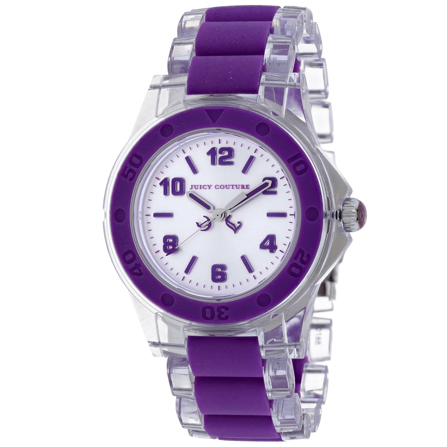 Juicy Couture Women's Rich Girl watch with a stylish design, featuring a round dial and elegant band, displayed on a white background.