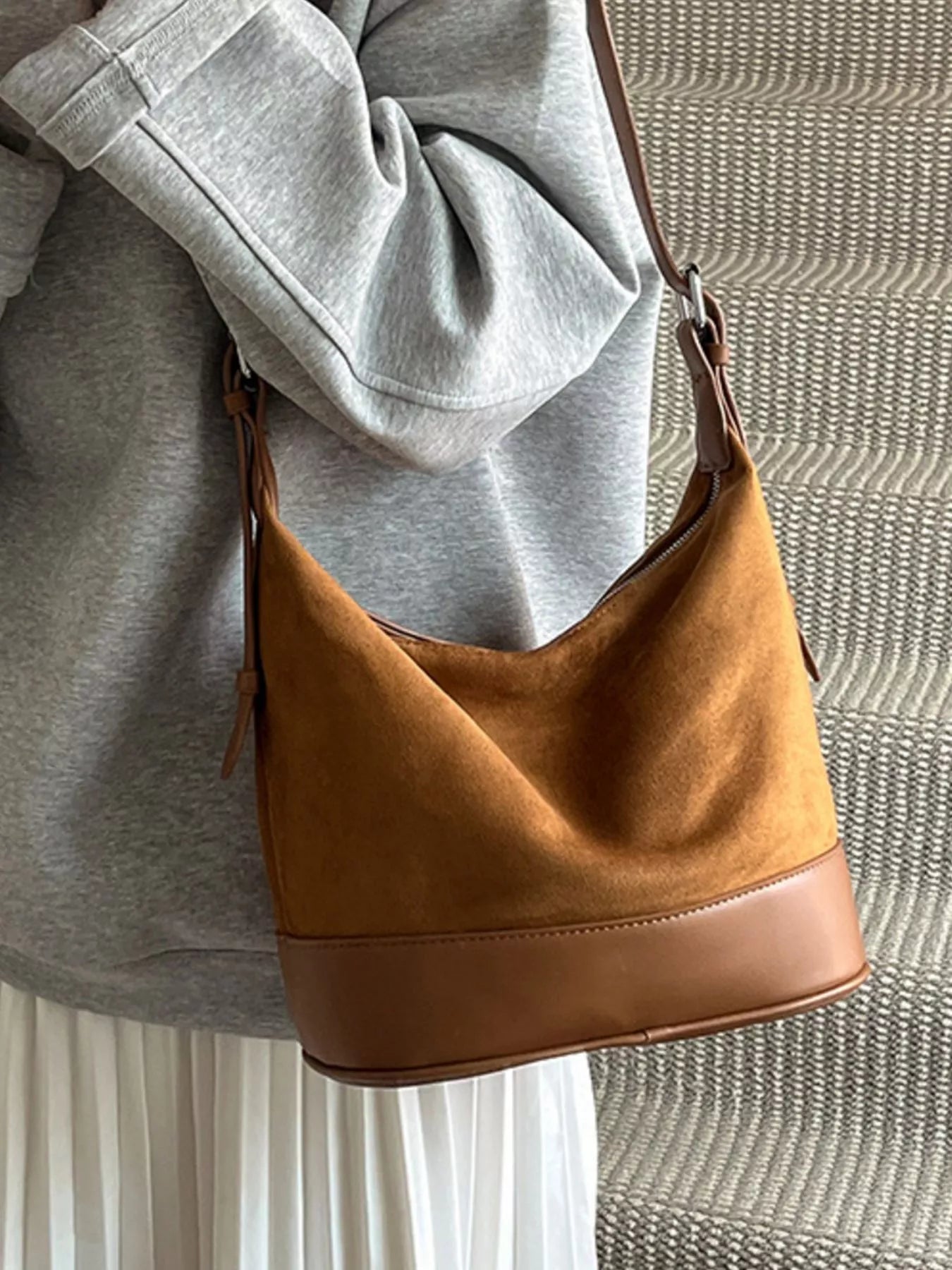 Shopimist adjustable strap tote bag with spacious interior and sturdy handles, perfect for everyday use and casual outings.