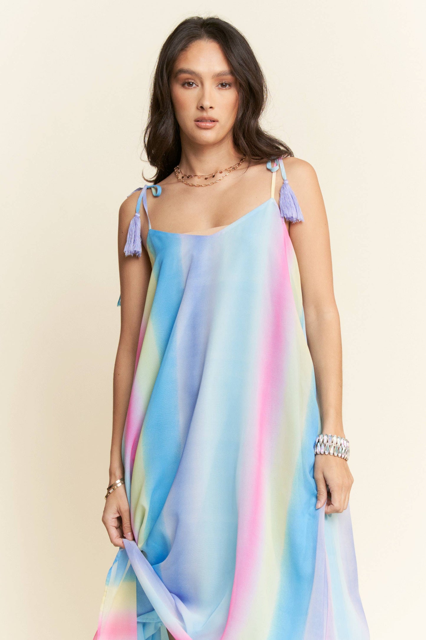 Ombré Rainbow Pastel Maxi with Tassles Pretty Little Patriot