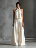 Women's loose sleeveless top and high-waist wide-leg pants set in four colors, casualwear by Plush Fashion Hub.