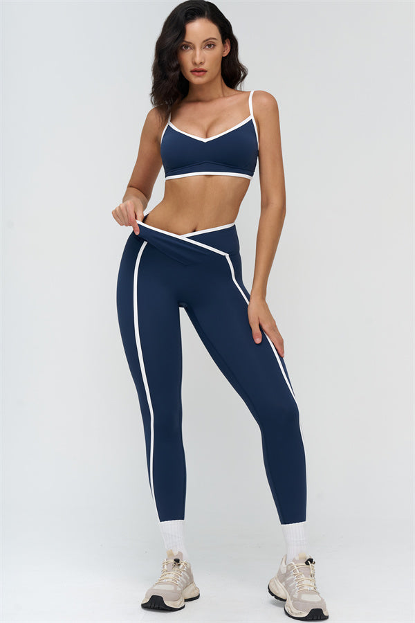 Fitglutes Activewear sports bra and leggings 2-piece set featuring contrasting colors, designed for workout and gym activities.