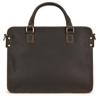 Retro Crazy Horse leather briefcase by Plush Fashion Hub, 14-inch commuter business bag with vintage leather finish and sturdy handles.