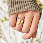 Sterling silver butterfly ring with detailed wing design, crafted by Shopimist, showcasing a delicate and elegant jewelry piece.