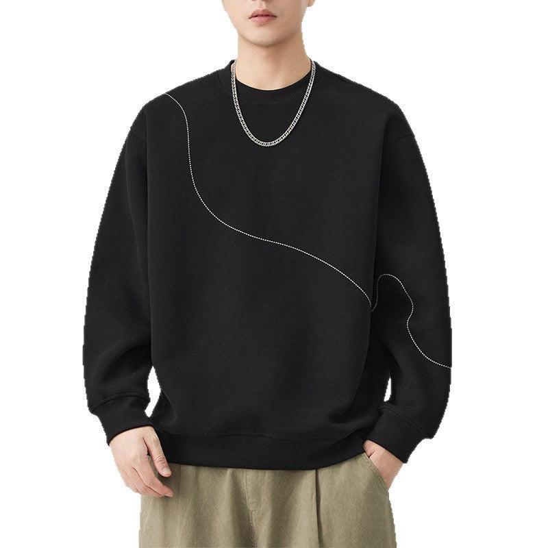 Men's fashion hoodie with embroidery stitching, stylish casual hoodie by eprolo, featuring detailed embroidery design on front.