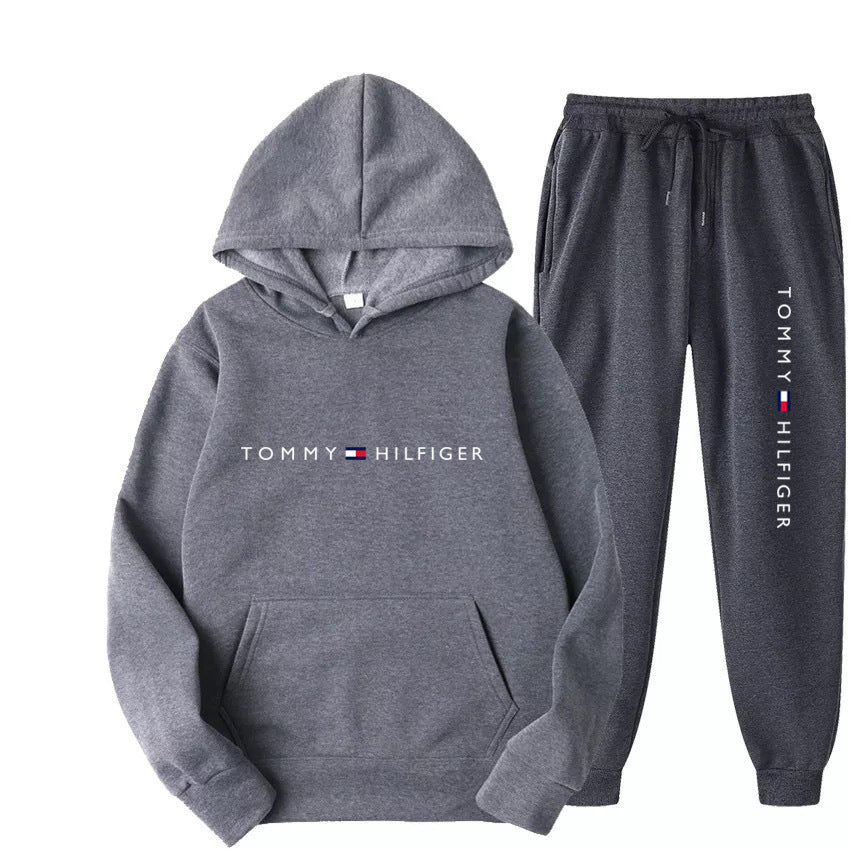 Spring and Autumn Leisure Sports Hoodie Printed Men's Set