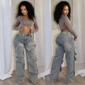 High-Waisted Straight Leg Jeans with Detachable Button Detail