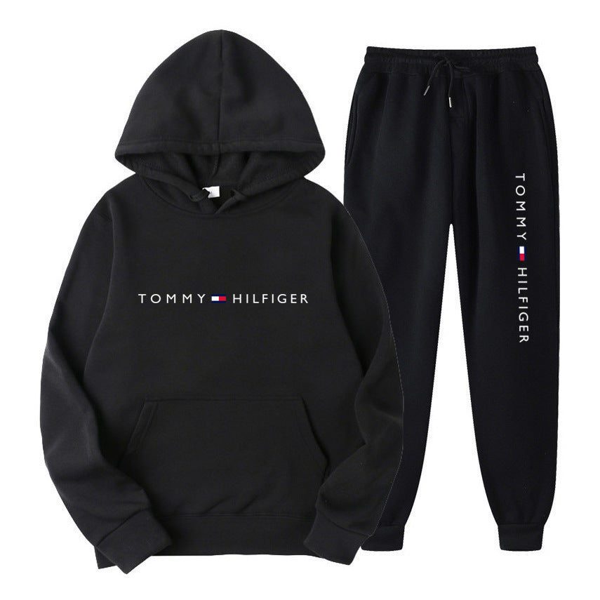 Spring and Autumn Leisure Sports Hoodie Printed Men's Set