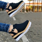 Trendy Attic Store01 women's wedge heel platform shoes with open toe and ankle strap, stylish and comfortable for casual wear.
