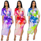 Luna V-Neck Side-Split Midi Skirt Set