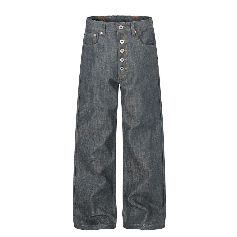 Eprolo Western Edge straight leg pants in denim, featuring a classic fit and clean design, displayed on a hanger.