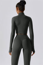 Fitglutes Activewear Eloise Jacket, sports bra, and leggings 3-piece matching set, shown in stylish gymwear with a sleek design.
