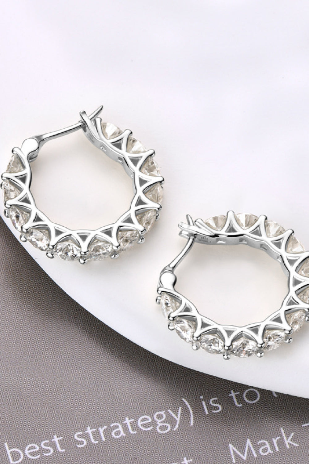 Sterling silver earrings with 7.2 carat moissanite gemstones, elegant jewelry from Shopimist.