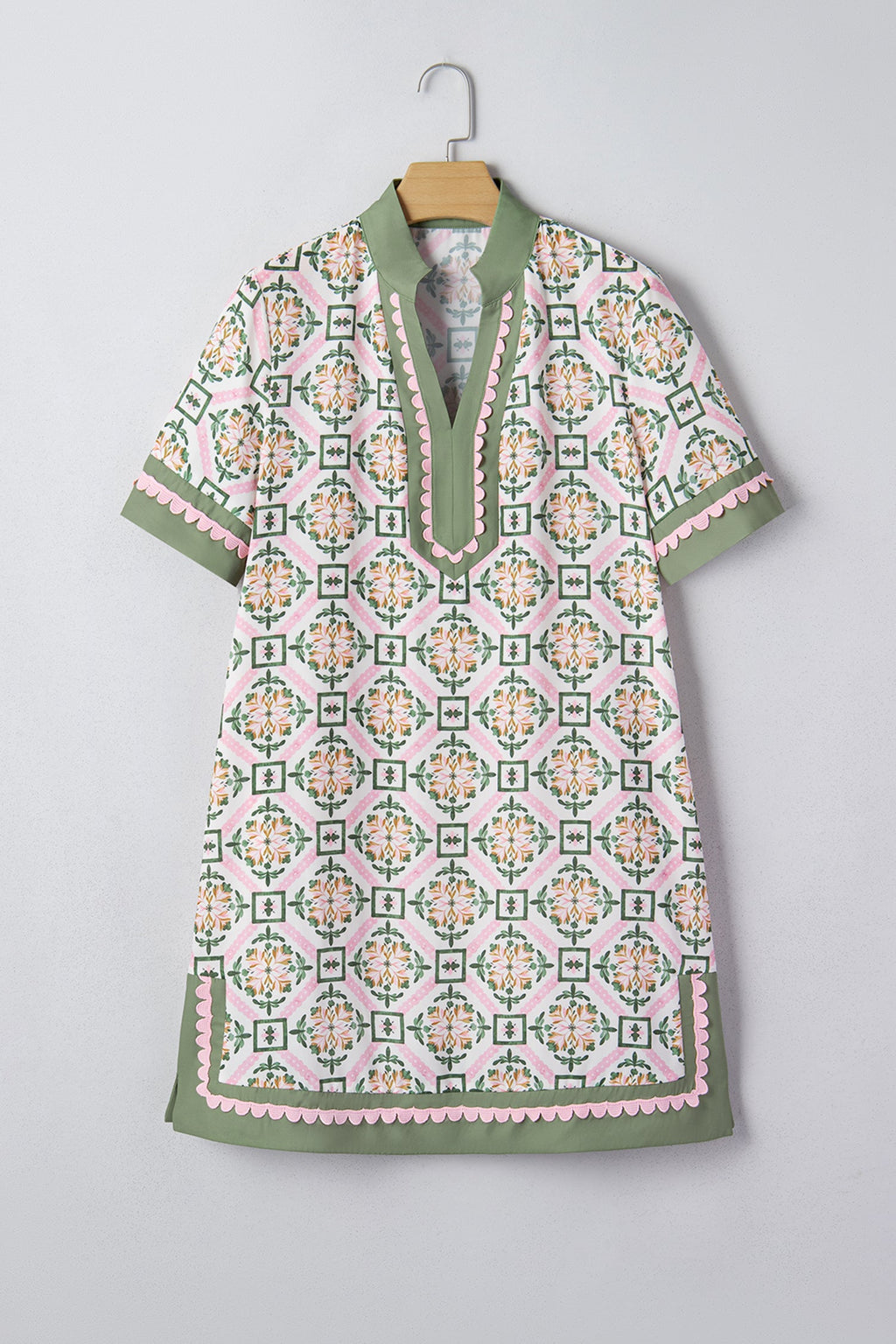 Threaded Pear Galilea Sleeve Loose Mini Dress with floral print, lightweight fabric, and relaxed fit for casual summer wear.